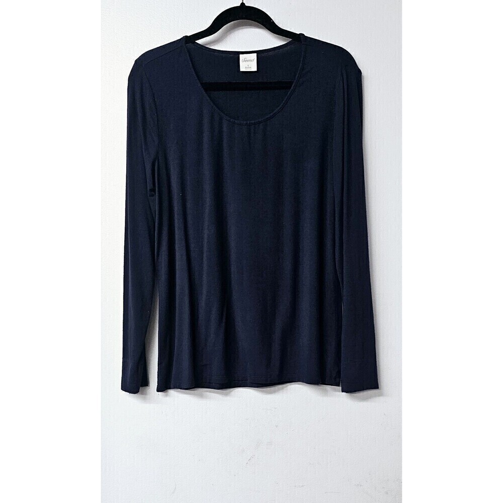 SOMA Dark Blue, Super Soft Stretch Long Sleeve Pullover Women Shirt (S)